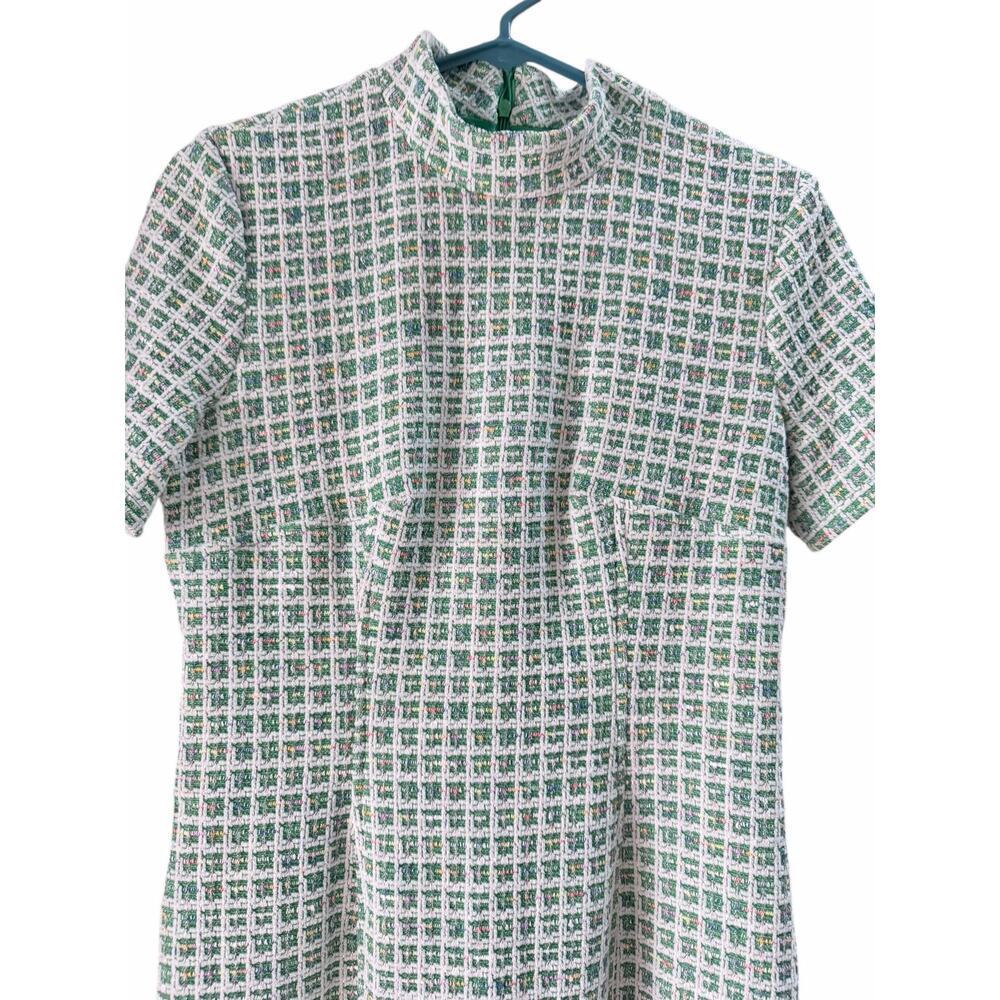 Donna Morgan Women's Novelty Plaid Short Sleeve Mock Neck Dress Size-6 - Picture 3 of 8